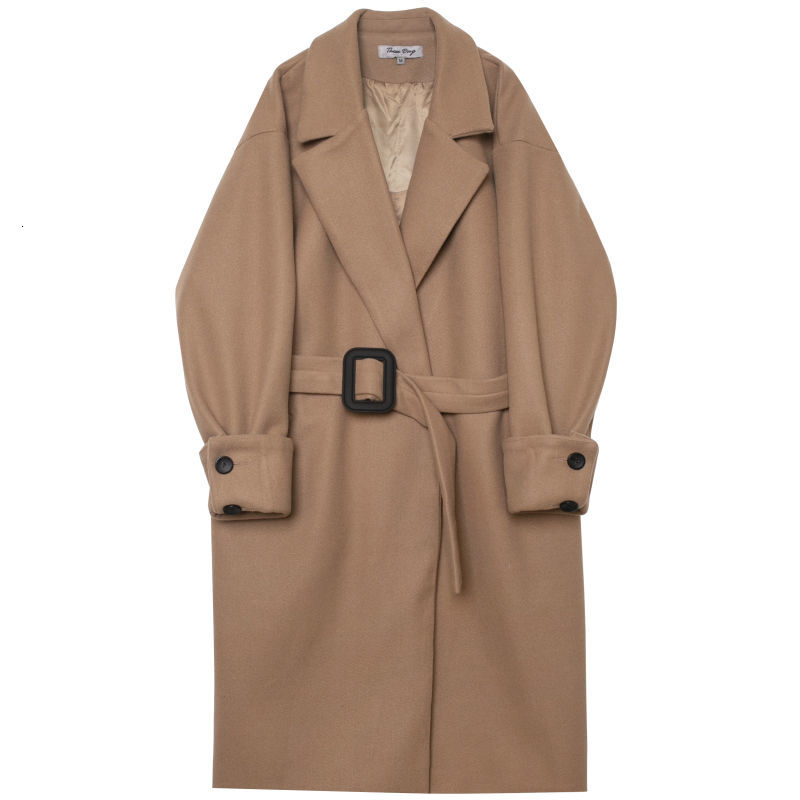 IEFB Men's Button Decorative Belt Bandage Waist Woolen Coat Oversize Mid Length Clothes Thick Male's Coats Long Sleeve Y4926 210524