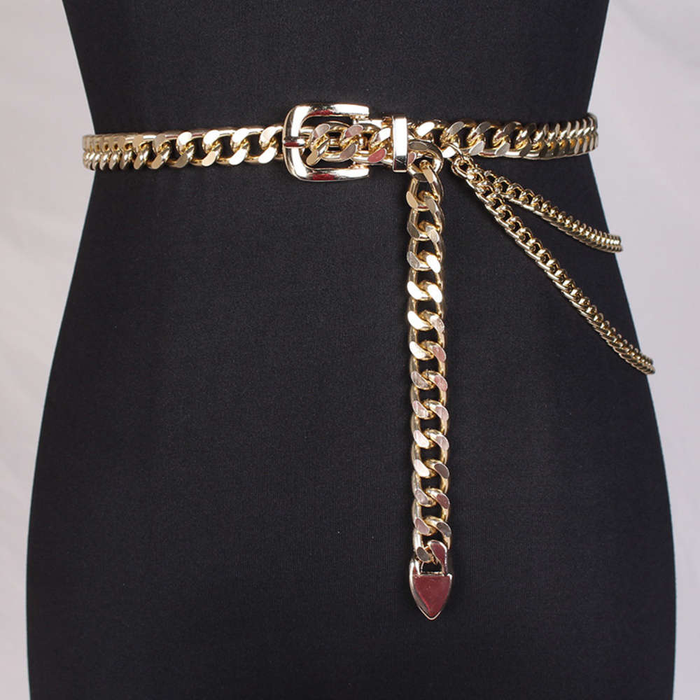 Chain Thick Waist Metal Fashion Decorative Belt Women's, Black