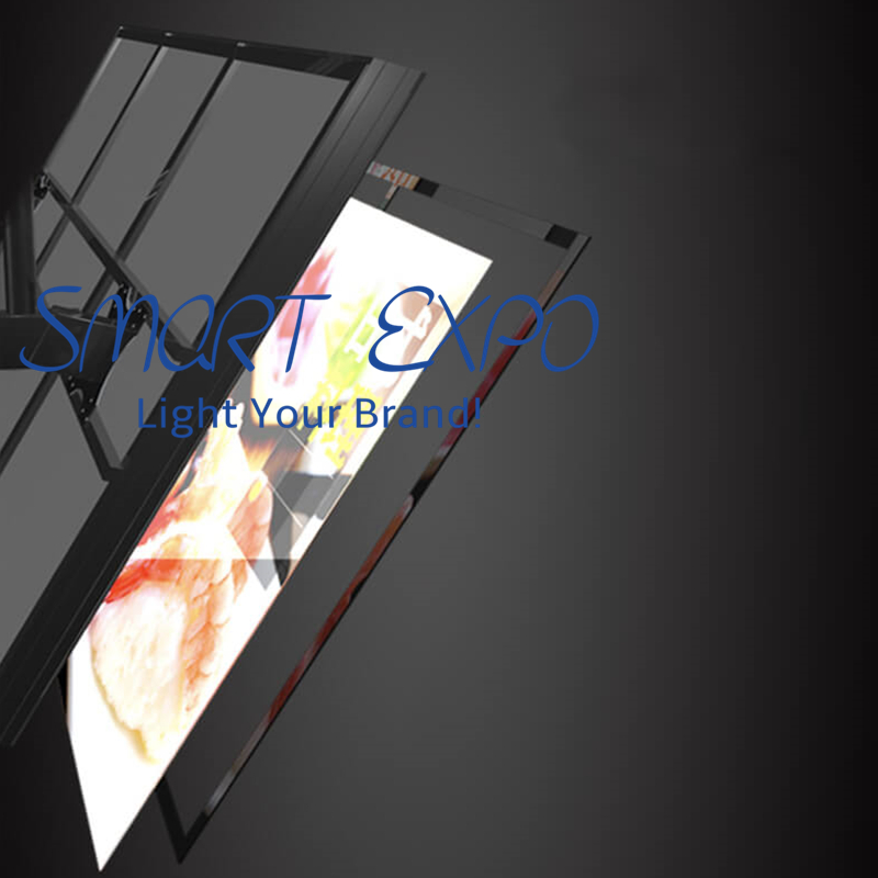 Restaurant Menu Board Displaying Light Box Row Advertising Display for Wall or Ceiling Hang With 3pcs Lightbox Units Wooden Case Packing (60x120cm)