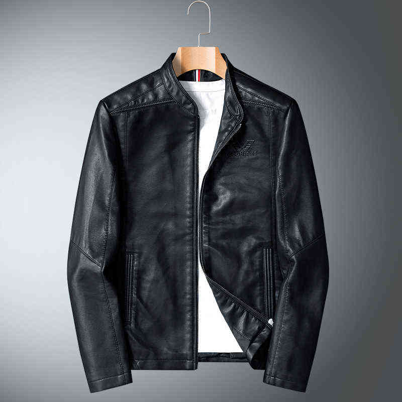 Leather Jacket Men Spring Autumn Men PU s Thin Korean Fashion Casual Coats Outerwear Slim Fit Black Coffee Coats Male M-6XL 211111