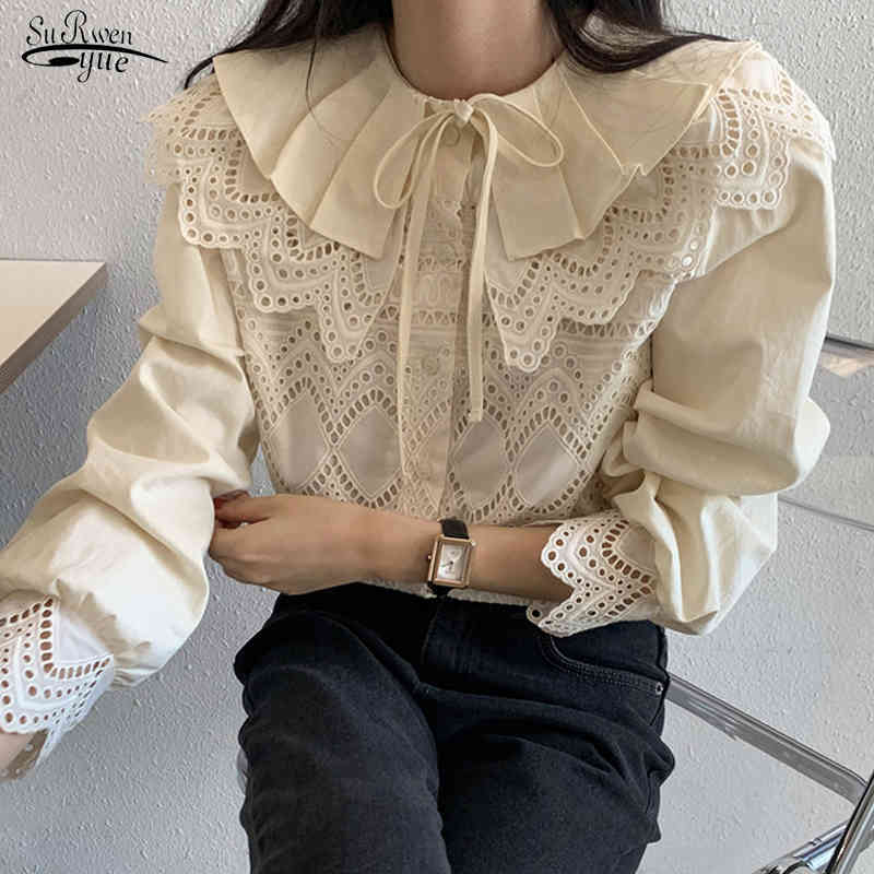 Embroidery Peter Pan Collar Spring and Autumn Cotton Long Sleeve Women's Lace Blouse Sweet Hollow Out Shirts Women 12717 210521, Black
Embroidery Peter Pan Collar Spring and Autumn Cotton Long Sleeve Women's Lace Blouse Sweet Hollow Out Shirts Women 12717 210521, Black