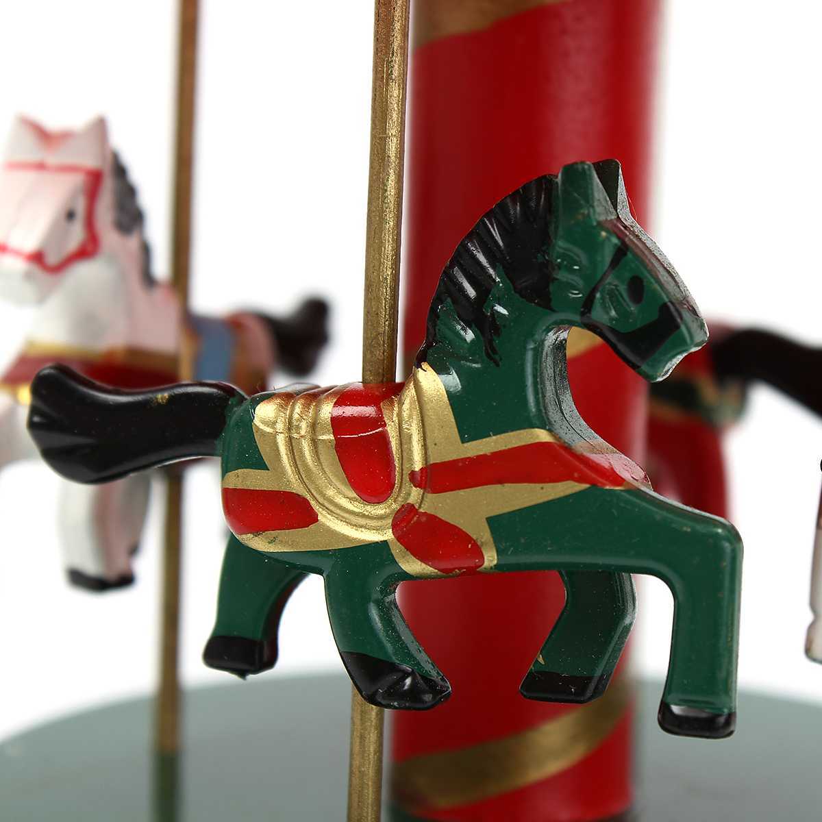 Wooden Carousel Music Box Horse Merry-Go-Round Carousel Classical Musical Case Theme Kids Children Room Decor Toys Gifts 210319