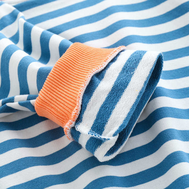Spring Autumn 2 3 4 5 6 7 8 9 10 Years Children Cotton School Striped Colorful Patchwork Sweatshirt For Baby Kids Boys 210529