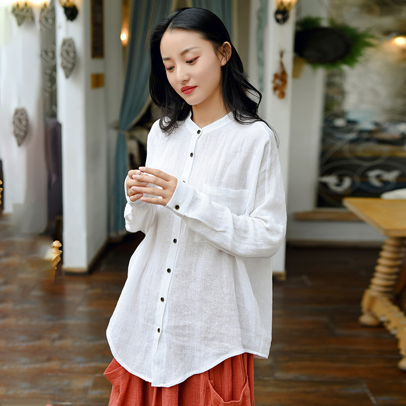 Johnature Casual Cotton Linen Summer Shirts For Women Solid Color Stand Long Sleeve Button Blouses Loose Pockets Tops 210521, Orange
Johnature Casual Cotton Linen Summer Shirts For Women Solid Color Stand Long Sleeve Button Blouses Loose Pockets Tops 210521, Orange