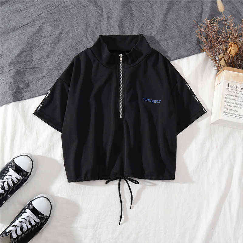Women's Cargo Pants Two Piece Sets Harajuku T shirt Tops Buckle Ribbon Pocket Jogger Elastic Waist Pant Chain Streetwear Females 211115