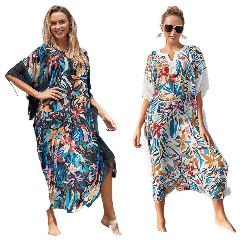 Summer Print Stitching Robe Swimsuit Bikini Cover Up Loose Casual Plus Size Dress Beach Sunscreen Black White Women Women's Swimwear
Summer Print Stitching Robe Swimsuit Bikini Cover Up Loose Casual Plus Size Dress Beach Sunscreen Black White Women Women's Swimwear