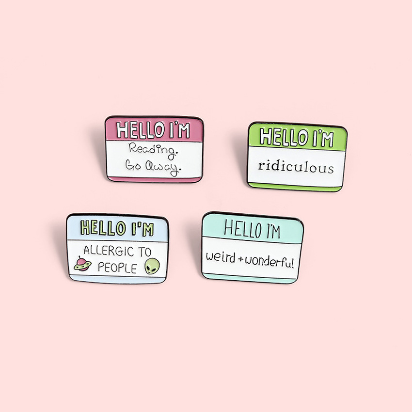 Square English Hello label Brooches Enamel letters lapel pins Tops bags Dress Badge for women men fashion jewelry
Square English Hello label Brooches Enamel letters lapel pins Tops bags Dress Badge for women men fashion jewelry
