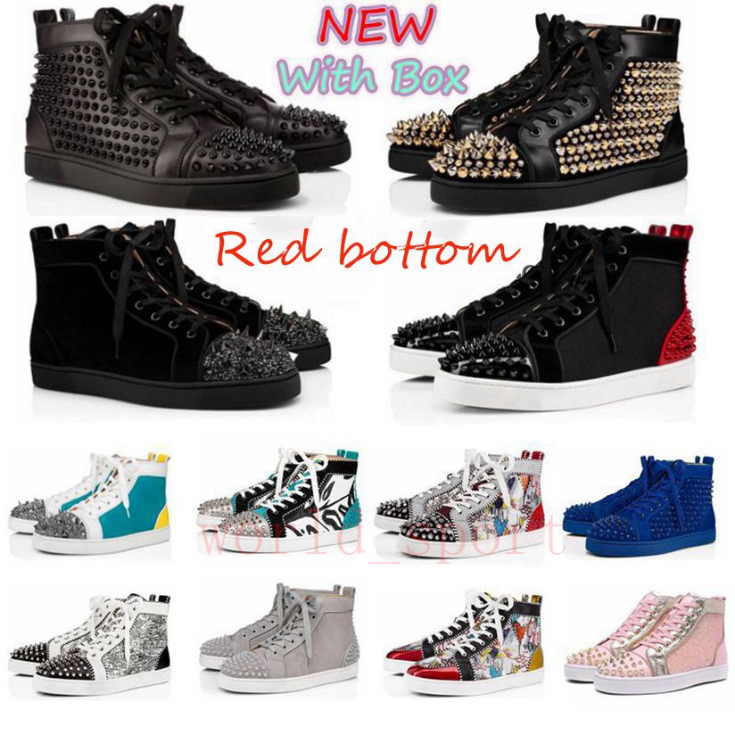 2022 New Luxury Men Women Shoe Studded Spikes Fashion Red Suede Leather Mens Sneaker Womens Flat Bottoms Shoes Party Lovers Size 36-46 With Box, 23