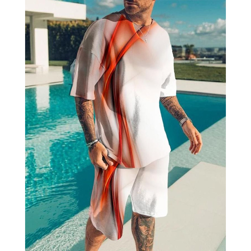 Striped pattern men's sports suit short-sleeved T-shirt with shorts, comfortable, breathable and dry, daily leisure sports, Gray
Striped pattern men's sports suit short-sleeved T-shirt with shorts, comfortable, breathable and dry, daily leisure sports, Gray