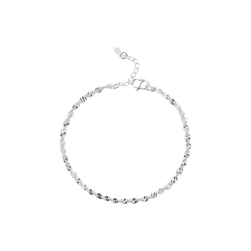 925 Sterling Silver Fashion Simple Elegant Twisted Link Chain Bracelets Jewelry For Woman Wave Anklet Gifts