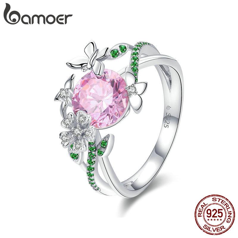 Cluster Rings BAMOER Crystal Ring Authentic 925 Sterling Silver Huge Pink For Women Wedding Statement Jewelry Butterfly GAR010, Golden;silver
Cluster Rings BAMOER Crystal Ring Authentic 925 Sterling Silver Huge Pink For Women Wedding Statement Jewelry Butterfly GAR010, Golden;silver