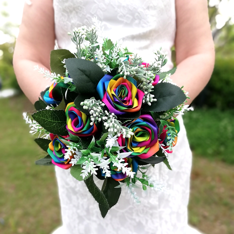 Bridal Flower Round Rainbow Ribbon Roses Wedding Bouquet Collection Set 10inch Handmade Silk Flowers Ramo de la boda
Bridal Flower Round Rainbow Ribbon Roses Wedding Bouquet Collection Set 10inch Handmade Silk Flowers Ramo de la boda