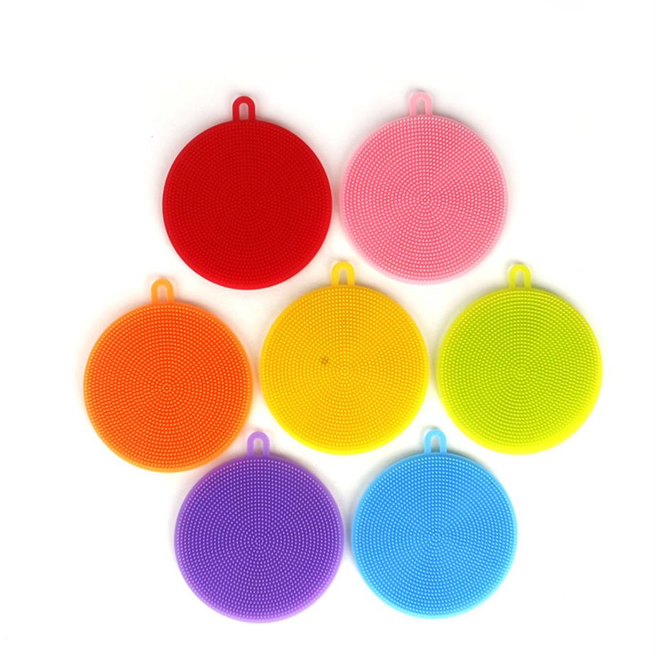 Silicone Dish Bowl Cleaning Brushes Multifunction 5 colors Scouring Pad Pot Pan Wash Brush Cleaner Kitchen Dishes Washing Toola51a3212985