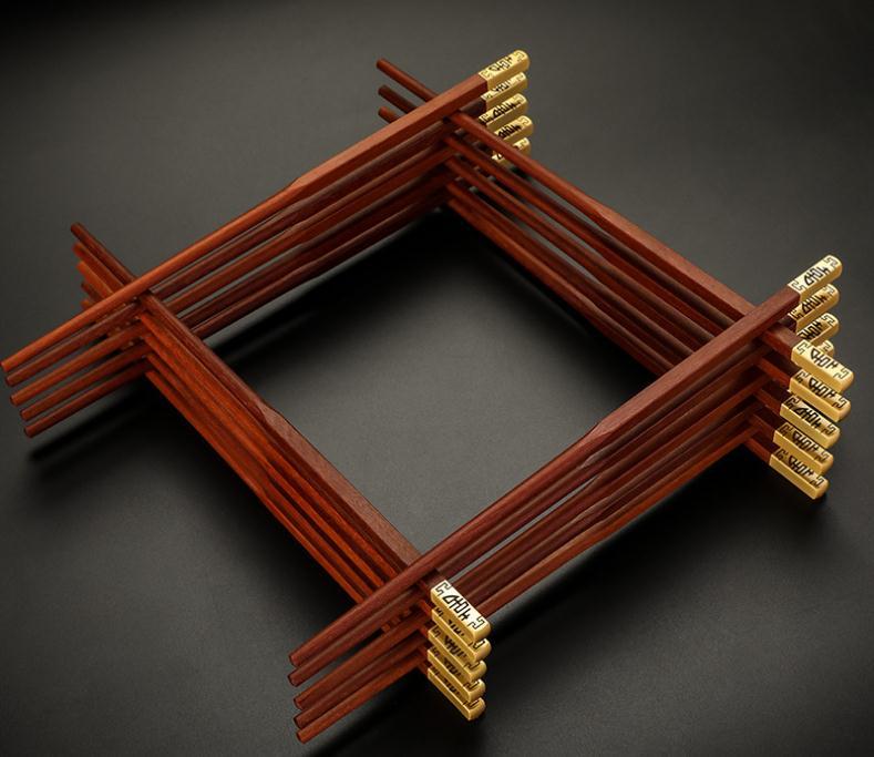 Chinese Style Double Happiness Gold Head Wood Chopsticks Wedding Party Favor And Gift For Guest Friend Wholesale