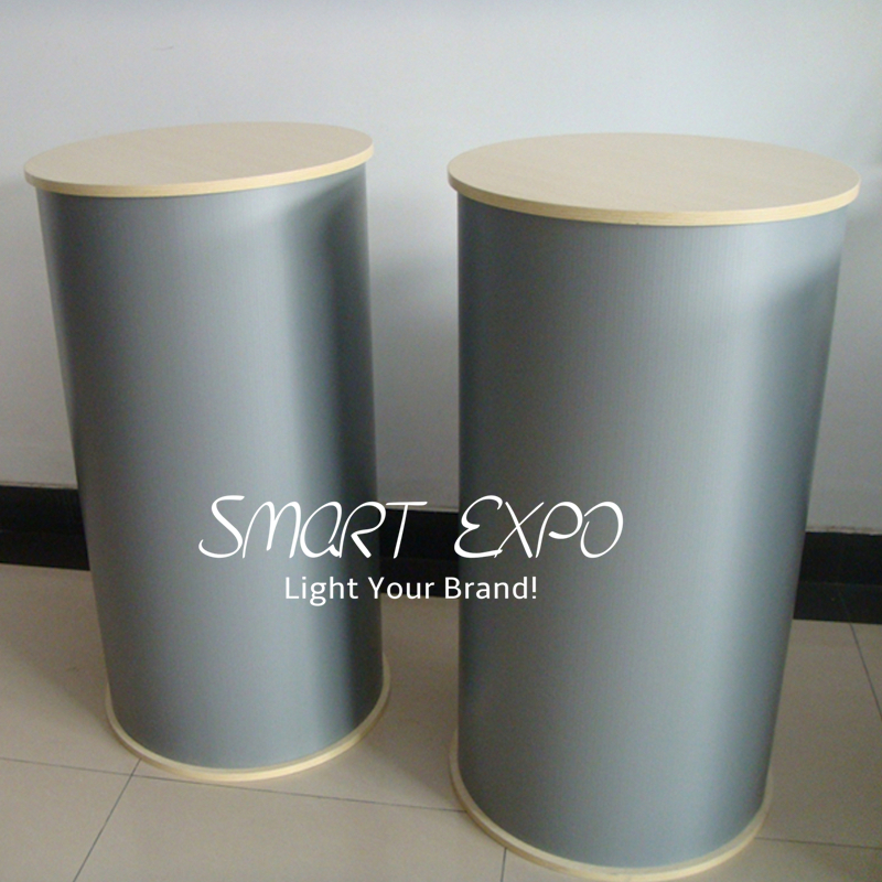 Portable Pop Up Podium Counter Table Stand Retail Supplies with Round Style Custom Print Graphic