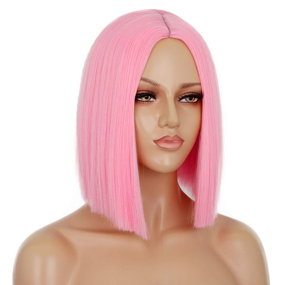 Woemns Short Hair Synthetic Straight Bob Middle Part Wig Middle Part Shoulder Length Fashion Wigs for Women Cosplay
