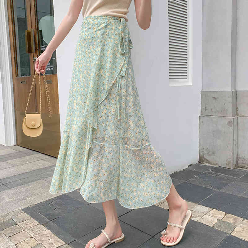 Autumn Summer Elegant print skirt women Korean midi A-line lace up chiffon femme jupes skirts Lining mujer faldas 210520, Green
Autumn Summer Elegant print skirt women Korean midi A-line lace up chiffon femme jupes skirts Lining mujer faldas 210520, Green