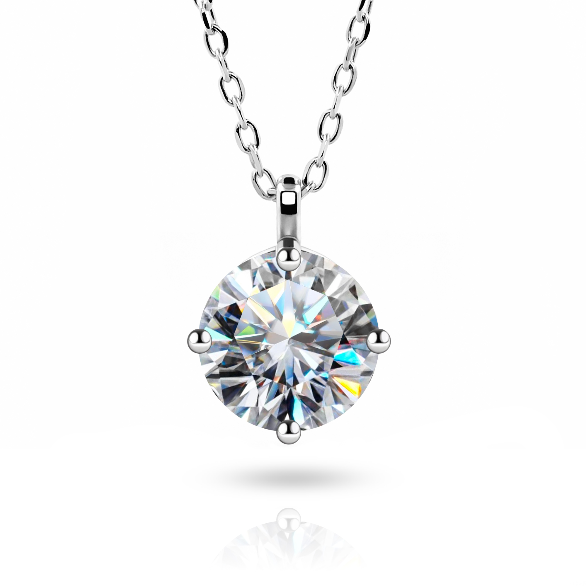GIGAJEWE Christmas Pandent 3ct 9mm EF Round Cut Necklace 18K White Gold Plated 925 Silver Moissanite Jewelry GMSN030