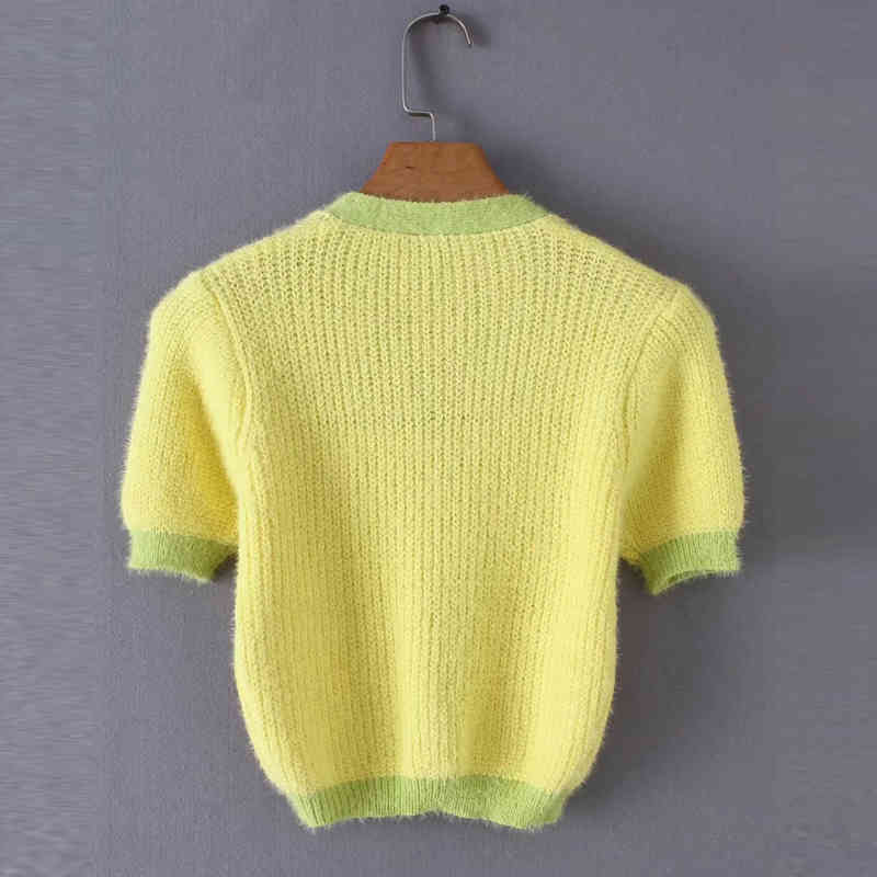 Spring Fore Pink lemons cropped cardigan women crop sweater korean streetwear v-neck womens sweet 210521