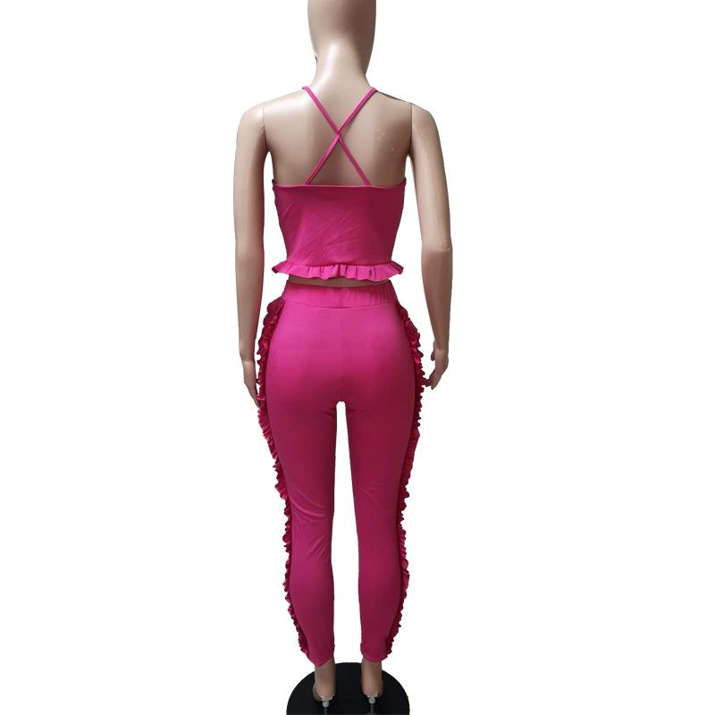 Summer Female African Suit Wooden Ear Straps Nine-point Pants Office Two-piece Suits For Women Vestidos De Fiesta Two Piece Dress