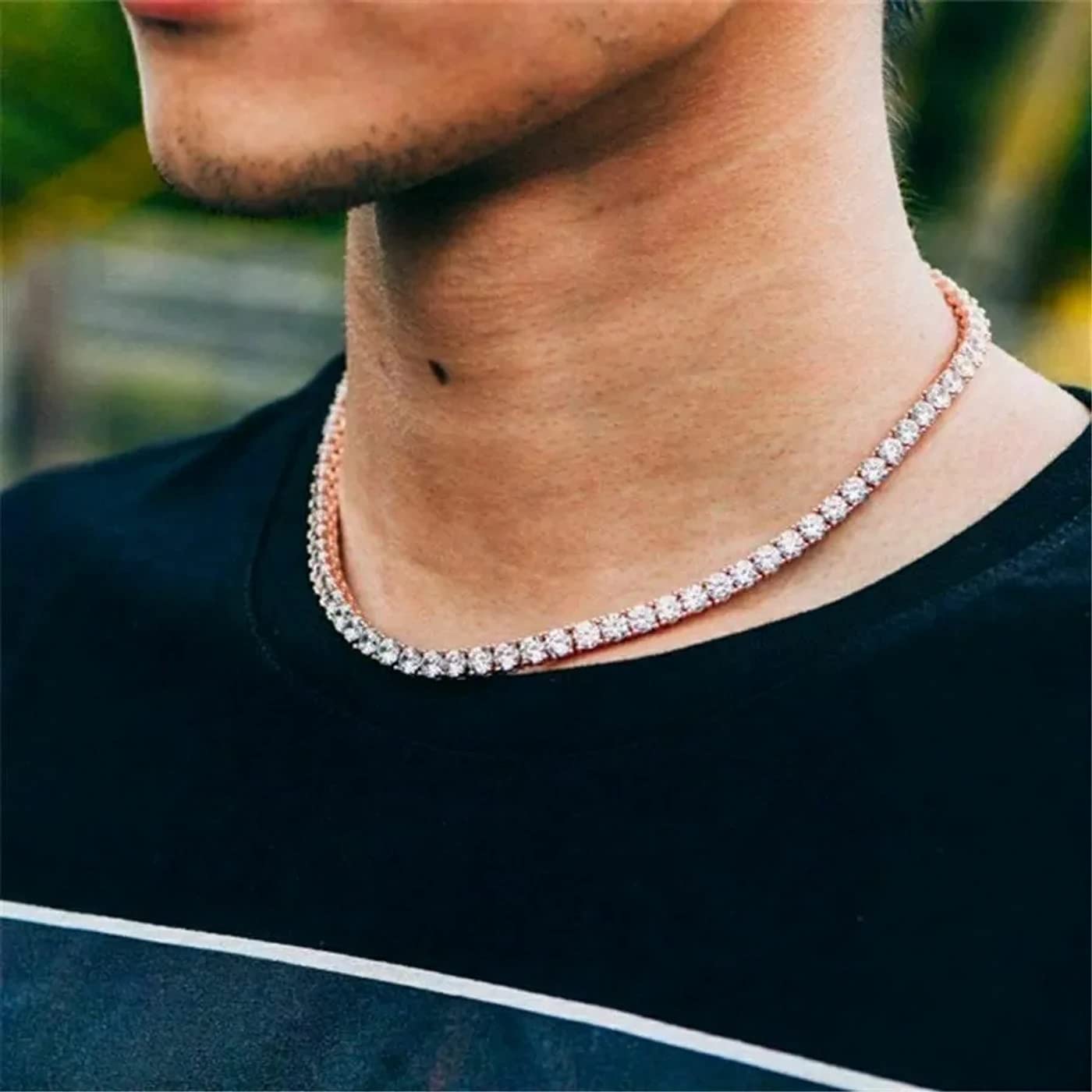 4mm Unisex Stainless Steel Tennis Chain Round CZ Cubic Zircon Classic Link Choker Hip Hop Necklace 24 inch