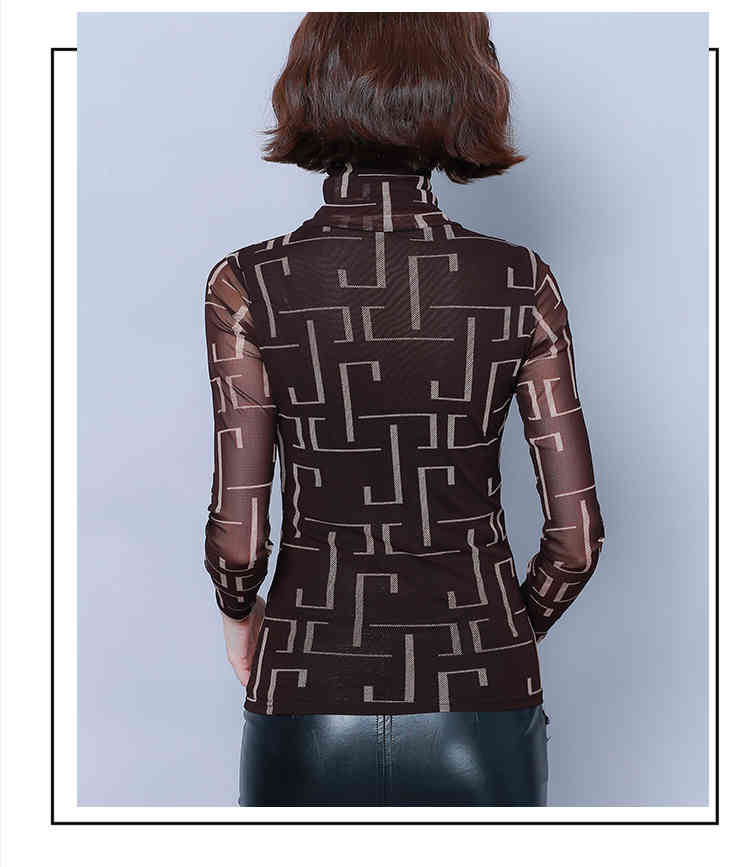 Autumn turtleneck print blouse plus size long sleeve women shirts fashion woman blouses womens tops and 7530 50 210427
