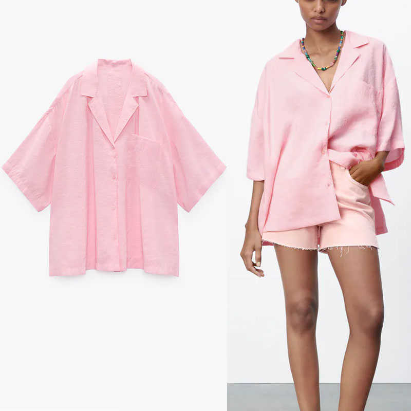 ZA Oversized Summer Pink White Shirt Women Long Sleeve Vintage Loose Top Fashion Side Vents Button Up Woman Pleat Blouse 210602
ZA Oversized Summer Pink White Shirt Women Long Sleeve Vintage Loose Top Fashion Side Vents Button Up Woman Pleat Blouse 210602