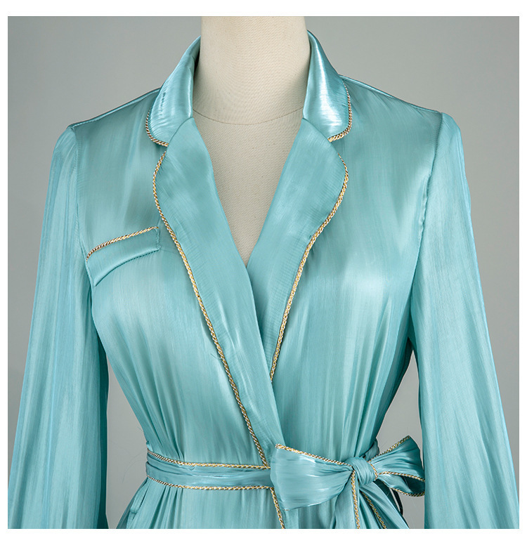 [EWQ] Spring New Sweet Green Shirts Coats Women Long Sleeve Ladies Blouses Tops Pocket Fashion Women Feather Clothing QV301 210423