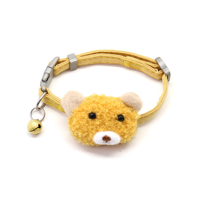 Fashion Cat Collar Cute Cartoon Bear Pet Collar with Bell for Puppy Kitten Elegant Bow Tie Adjustable Cat Dog Accessories