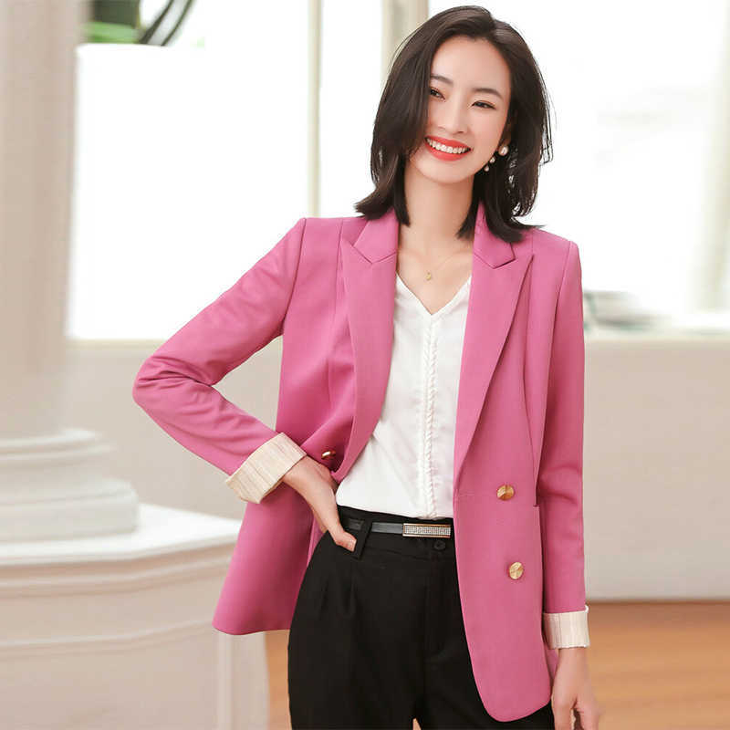 Casual Women's Blazer Elegant Small Suit Female Autumn and Winter Solid Color Double Breasted Ladies Jacket High Quality 210527
Casual Women's Blazer Elegant Small Suit Female Autumn and Winter Solid Color Double Breasted Ladies Jacket High Quality 210527