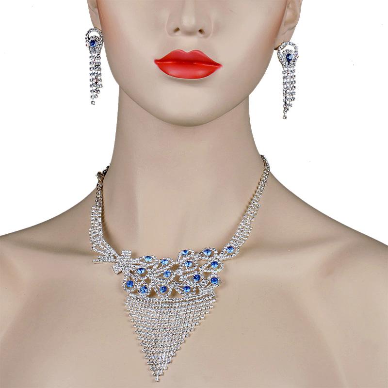 Earrings & Necklace Chran Classic Peacock Design Blue Crystal Bridal Jewelry Set Elegant Shining Rhinestone, As pic
Earrings & Necklace Chran Classic Peacock Design Blue Crystal Bridal Jewelry Set Elegant Shining Rhinestone, As pic