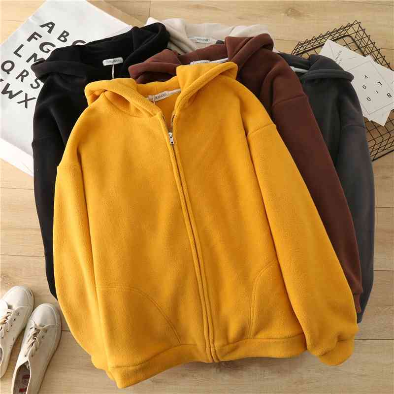 Fleece zipper Hoodie women's winter new Korean version Plush thickened loose casual warm cardigan coat, Black
Fleece zipper Hoodie women's winter new Korean version Plush thickened loose casual warm cardigan coat, Black
