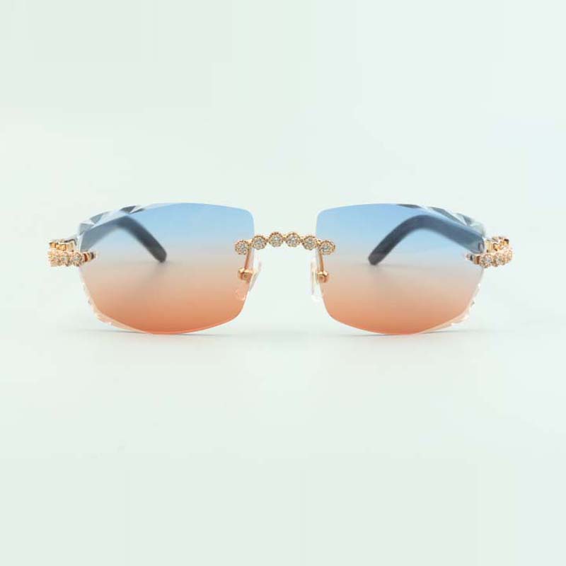 Bouquet Dia buffs Sunglasses 3524015 with Natural mixed buffalo horn glasses and cut Lens 3.0 Thickness
