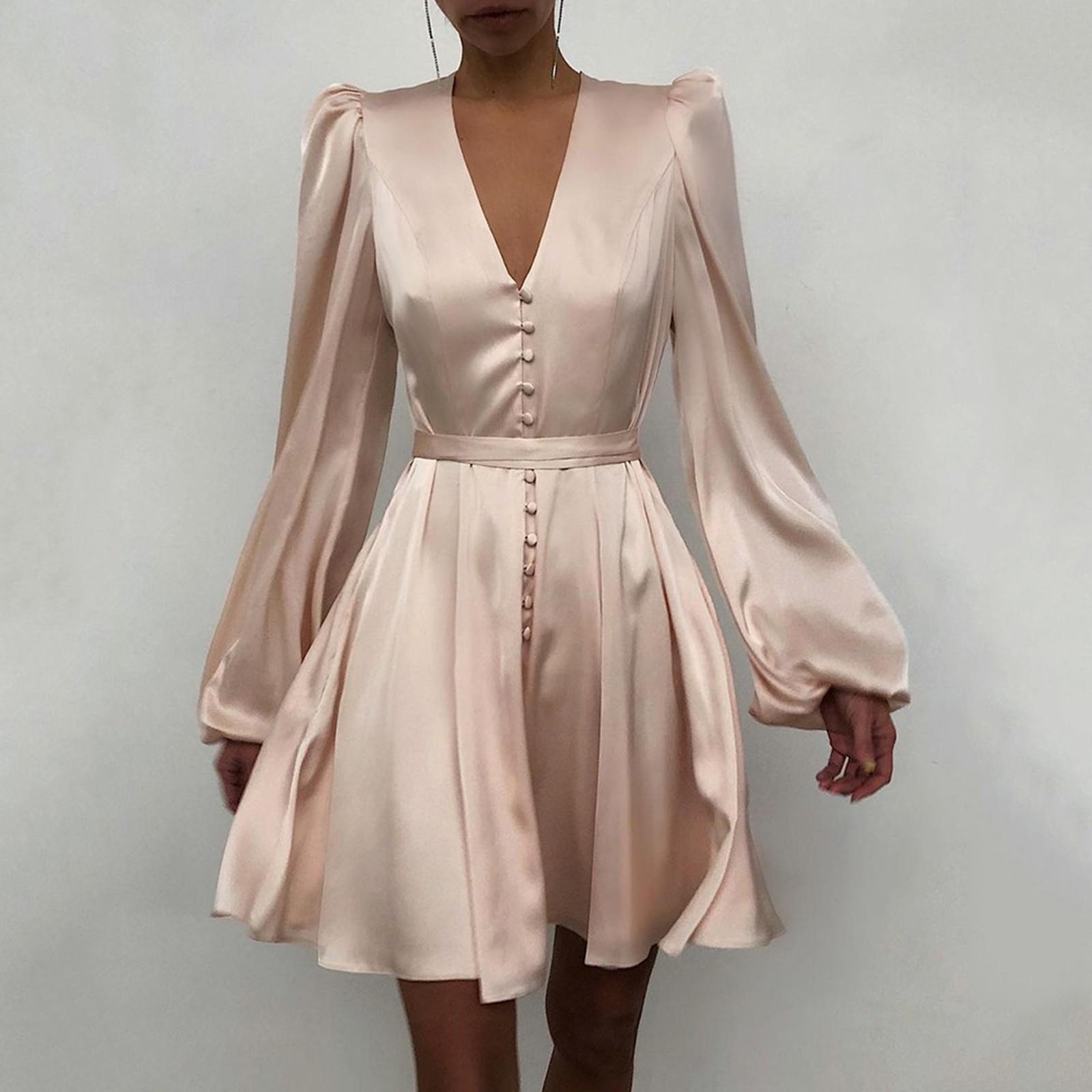 Sexy Womens Dresses V Neck For Women Dress Plain Puff Sleeve Ruffled Empire Elegant Button Long Fashion Party Culb, Black;gray
Sexy Womens Dresses V Neck For Women Dress Plain Puff Sleeve Ruffled Empire Elegant Button Long Fashion Party Culb, Black;gray