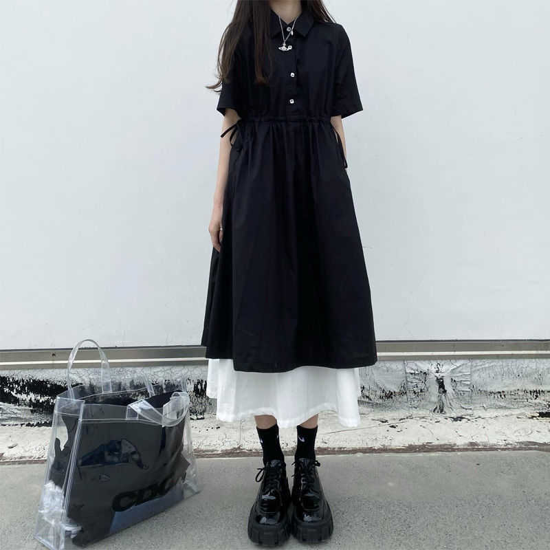 Street Japanese Lolita Dress es Spring Autumn Women Long Midi Kawaii Vintage Black Chic Xxl 210623