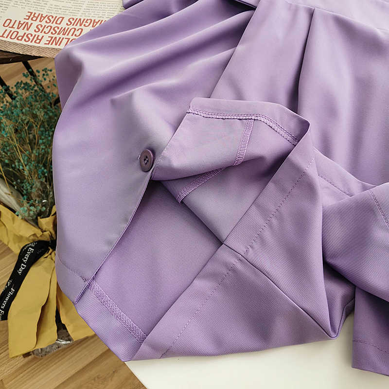 DEAT Women V-neck Short Sleeve Shirt Shorts Arrivals Two Piece Set Fashion Temperament Spring Summer 11D816 210709
