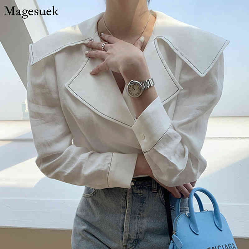 Korean Chic Button Cotton White Shirt Tops Women Turn-down Collar Long Sleeve Solid Loose Blouse Casual Clothing 13823 210518
Korean Chic Button Cotton White Shirt Tops Women Turn-down Collar Long Sleeve Solid Loose Blouse Casual Clothing 13823 210518