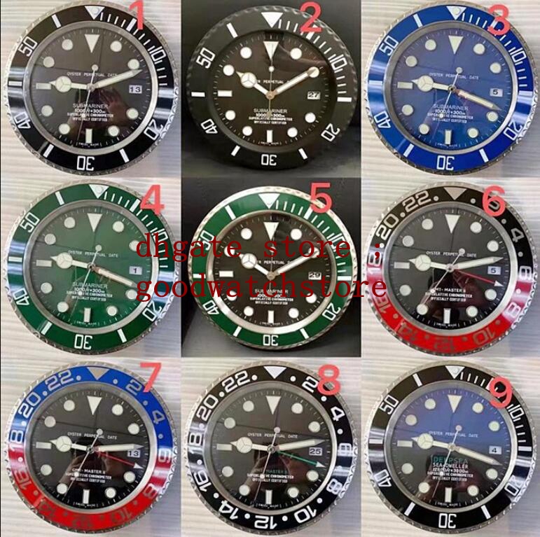 9 Style Quality Brand Watch Clock Wall Clocks 34CM 5CM 1.5KG Quartz Movement For Model 116613 116710 116610 Watches GMT SUB, Slivery;black
9 Style Quality Brand Watch Clock Wall Clocks 34CM 5CM 1.5KG Quartz Movement For Model 116613 116710 116610 Watches GMT SUB, Slivery;black