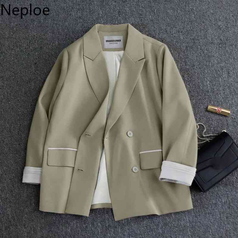 Neploe Woman Jackrts Spring Korean Fashion Coats Double-breasted Casual Office Lady Blazer Temperament Suit Tops Female 210422