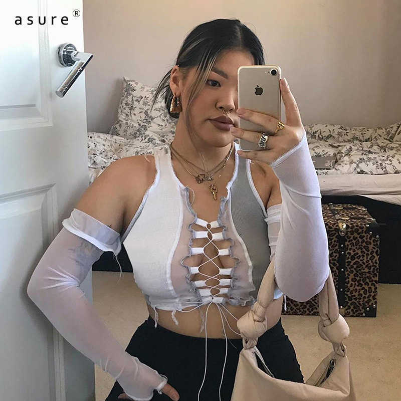 Going Out Crop Tank Tops Women Chest Binder Female Breast Bra Corset Top Tie Up Bandage Sexy Clothes 90s Aesthetic T1737932 210712 - view 4