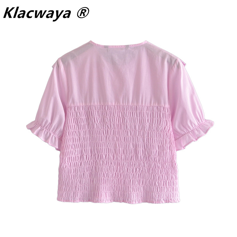 Women's Summer Fashion All-Match Loose Doll Collar Embroidered Single-Breasted Back Elasticity Shirt Top 210521