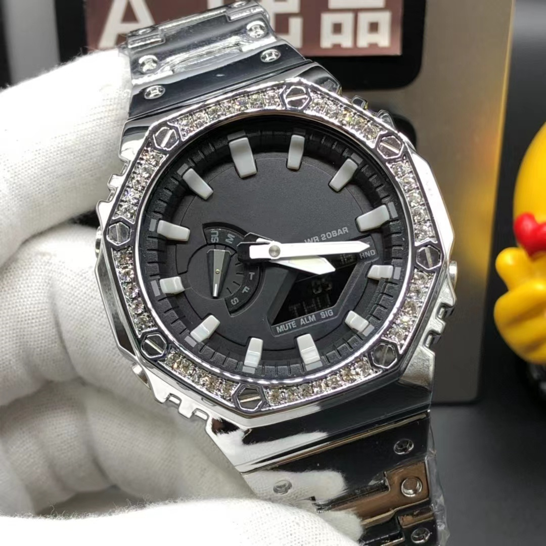 GM-2100 sports men's digital watch with LED cold light display, all pointers can be operated with high-quality butterfly buckle, Slivery;brown
GM-2100 sports men's digital watch with LED cold light display, all pointers can be operated with high-quality butterfly buckle, Slivery;brown