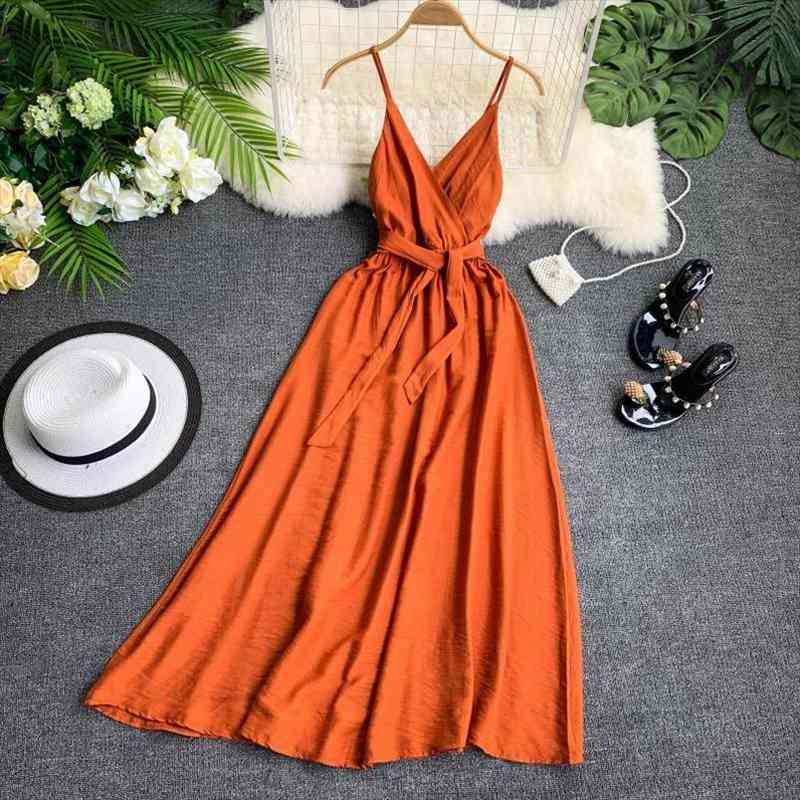Women Dress Summer Sexy V Neck Sashes Dress Red White Black Sleeveless Spaghetti Strap Beach Vestido, Black;gray
Women Dress Summer Sexy V Neck Sashes Dress Red White Black Sleeveless Spaghetti Strap Beach Vestido, Black;gray