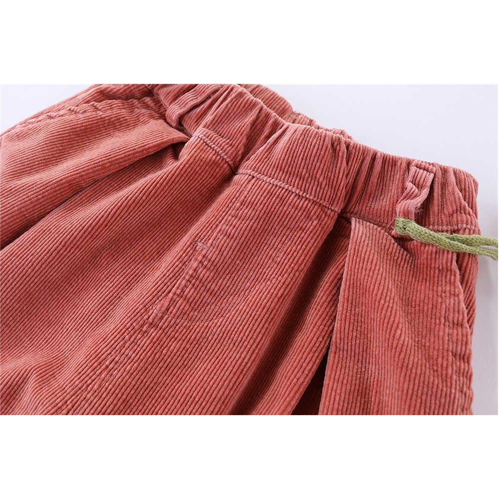 Mudkingdom Baby Girls Corduroy Pants Jogger Comes with Plush Pumpkin Pendant Solid Soft Elastic Waist Harem 210615
