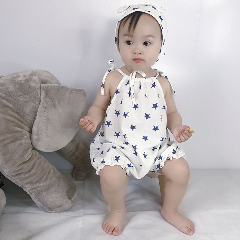 Baby Clothing Set Korean Style Boys Jumpsuits Summer Flower Toddler Girls Clothes Cute Tee Shorts And Hat 210429