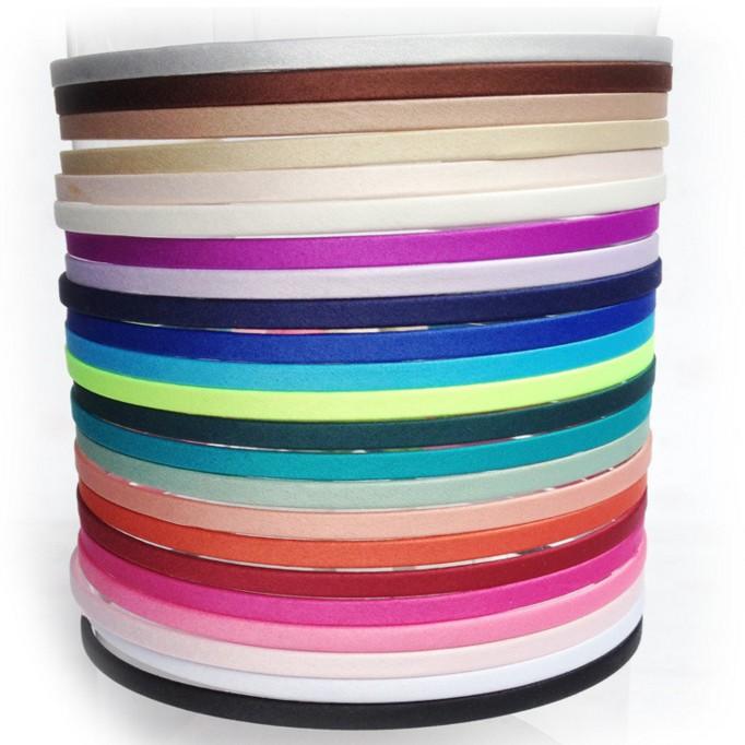 2021 satin ribbon covered plain Metal Hair Headbands Satin Ribbon Lined Metal headbands Covered headband 5mm