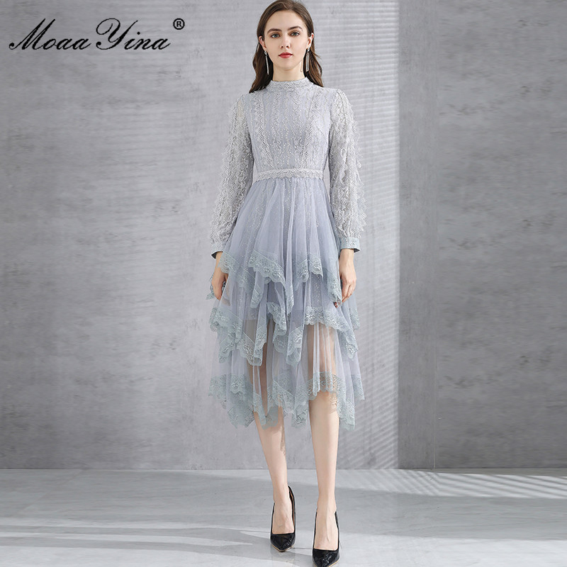 Fashion Designer dress Autumn Women' Dress Long Sleeve Patchwork Ruffles Mesh Sequined Asymmetrical Dresses 210524, Silver
Fashion Designer dress Autumn Women' Dress Long Sleeve Patchwork Ruffles Mesh Sequined Asymmetrical Dresses 210524, Silver