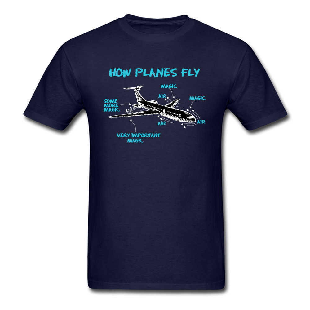 Print Engineer Mechanical How Plane Fly Mens T Shirts Aircraft Airplane Schematic Diagram Pattern Tshirt Father's Day Cotton 210629