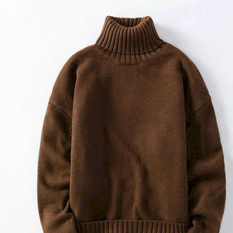 Turn-over turtleneck sweater men thicken Korean youth pure white self-cultivation base shirt plus velvet topl 210526