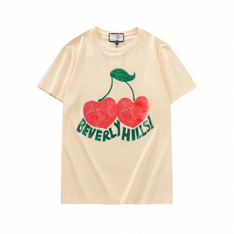 2021s beverly hills Cherry designer t-shirt mens fashion clothing short sleeve women Punk print letter embroidery Cat Summer Skateboard tops, 24